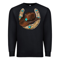 Black horseshoe cowboy hat Premium Sweatshirt - RanaPortraitStore