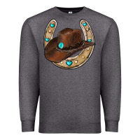Charcoal Heather horseshoe cowboy hat Premium Sweatshirt - RanaPortraitStore