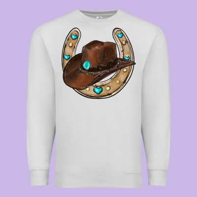 Horseshoe Cowboy Hat Premium Sweatshirt Designed By Ranaportraitstore