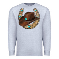 Heather Grey horseshoe cowboy hat Premium Sweatshirt - RanaPortraitStore