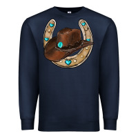 Navy horseshoe cowboy hat Premium Sweatshirt - RanaPortraitStore