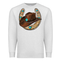 Oatmeal Heather horseshoe cowboy hat Premium Sweatshirt - RanaPortraitStore