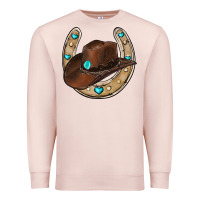 Pale Pink horseshoe cowboy hat Premium Sweatshirt - RanaPortraitStore
