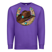 Purple horseshoe cowboy hat Premium Sweatshirt - RanaPortraitStore