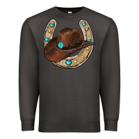 Smoke horseshoe cowboy hat Premium Sweatshirt - RanaPortraitStore
