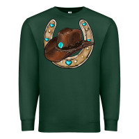 Sports Green horseshoe cowboy hat Premium Sweatshirt - RanaPortraitStore