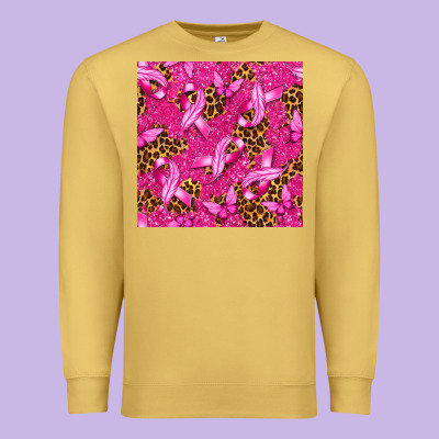Breast Cancer With Ribbon And Butterfly Premium Sweatshirt Designed By Texasbilliewilder