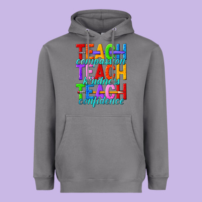 Teach Compassion Teach Kindness Teach Confidence Heavyweight Hoodie Designed By Texasbilliewilder