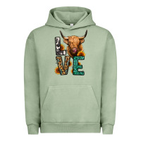 Pigment Oil Green love long haired cow Urban Hoodie - Jasminsmagicworld
