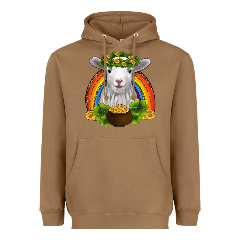 St Patricks Day Baby Sheep Shamrocks Gold Rainbow Heavyweight Hoodie by RanaPortraitStore | Teevron