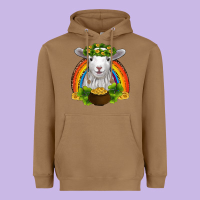 St Patricks Day Baby Sheep Shamrocks Gold Rainbow Heavyweight Hoodie Designed By Ranaportraitstore