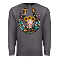Charcoal Heather western horseshoe skull Premium Sweatshirt - RanaPortraitStore