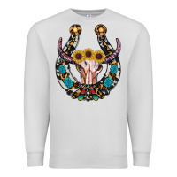 Dove Grey western horseshoe skull Premium Sweatshirt - RanaPortraitStore