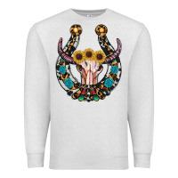 Oatmeal Heather western horseshoe skull Premium Sweatshirt - RanaPortraitStore