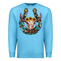 Ocean Blue western horseshoe skull Premium Sweatshirt - RanaPortraitStore