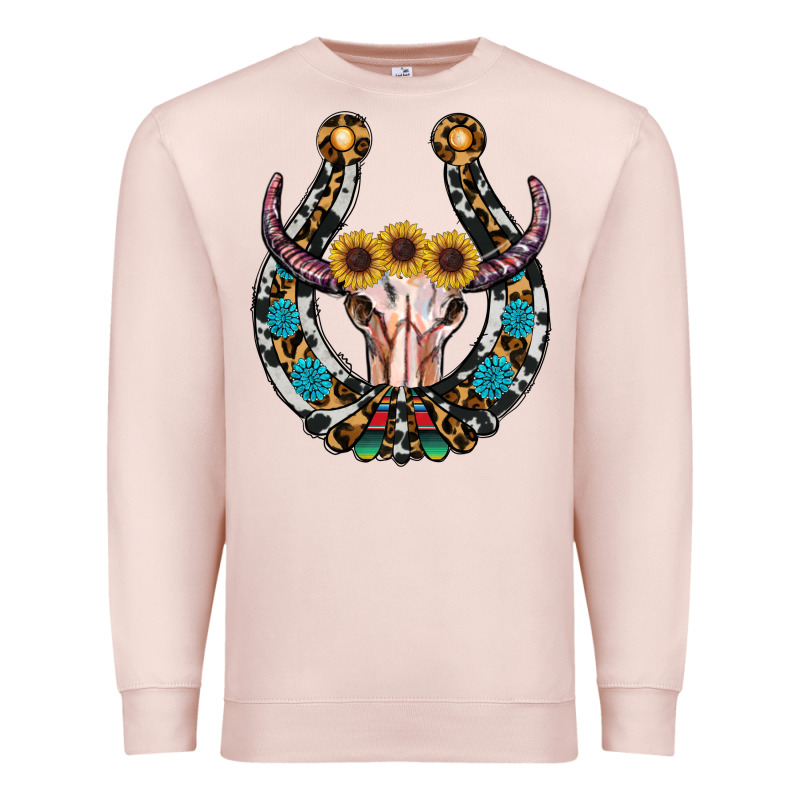 Western Horseshoe Skull Premium Sweatshirt by RanaPortraitStore | Teevron