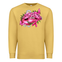 Antique Gold Breast Cancer with Ribbon Pink Lips Premium Sweatshirt - texasbilliewilder