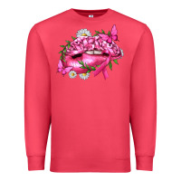 Cardinal Breast Cancer with Ribbon Pink Lips Premium Sweatshirt - texasbilliewilder