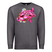 Charcoal Heather Breast Cancer with Ribbon Pink Lips Premium Sweatshirt - texasbilliewilder