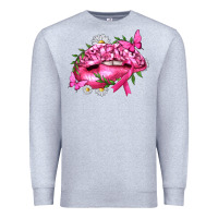 Heather Grey Breast Cancer with Ribbon Pink Lips Premium Sweatshirt - texasbilliewilder