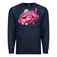 Navy Breast Cancer with Ribbon Pink Lips Premium Sweatshirt - texasbilliewilder