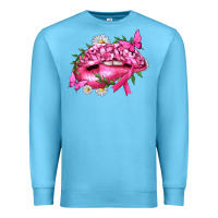 Ocean Blue Breast Cancer with Ribbon Pink Lips Premium Sweatshirt - texasbilliewilder