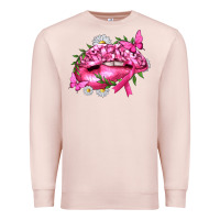 Pale Pink Breast Cancer with Ribbon Pink Lips Premium Sweatshirt - texasbilliewilder