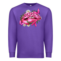 Purple Breast Cancer with Ribbon Pink Lips Premium Sweatshirt - texasbilliewilder