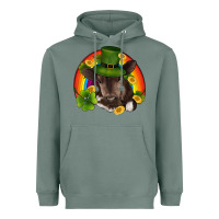 Sage st patricks day baby cow shamrock rainbow gold Heavyweight Hoodie - RanaPortraitStore