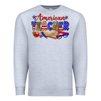 Heather Grey American teacher Premium Sweatshirt - Zillion Design Studio