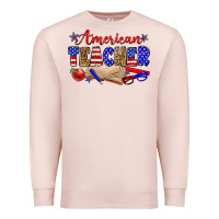 Pale Pink American teacher Premium Sweatshirt - Zillion Design Studio