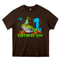 Chocolate Brown birthday boy frog age 1 Heavy Core Tee - LillyAllenDesigns