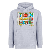 Heather Grey teach love inspire Heavyweight Hoodie - texasbilliewilder