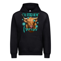 Black i'm freakin freezin long haired cow Urban Hoodie - Jasminsmagicworld