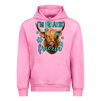 Fuchsia Pink i'm freakin freezin long haired cow Urban Hoodie - Jasminsmagicworld
