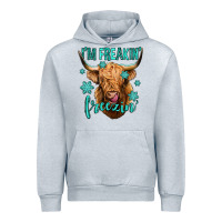Heather Grey i'm freakin freezin long haired cow Urban Hoodie - Jasminsmagicworld