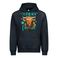 Navy i'm freakin freezin long haired cow Urban Hoodie - Jasminsmagicworld