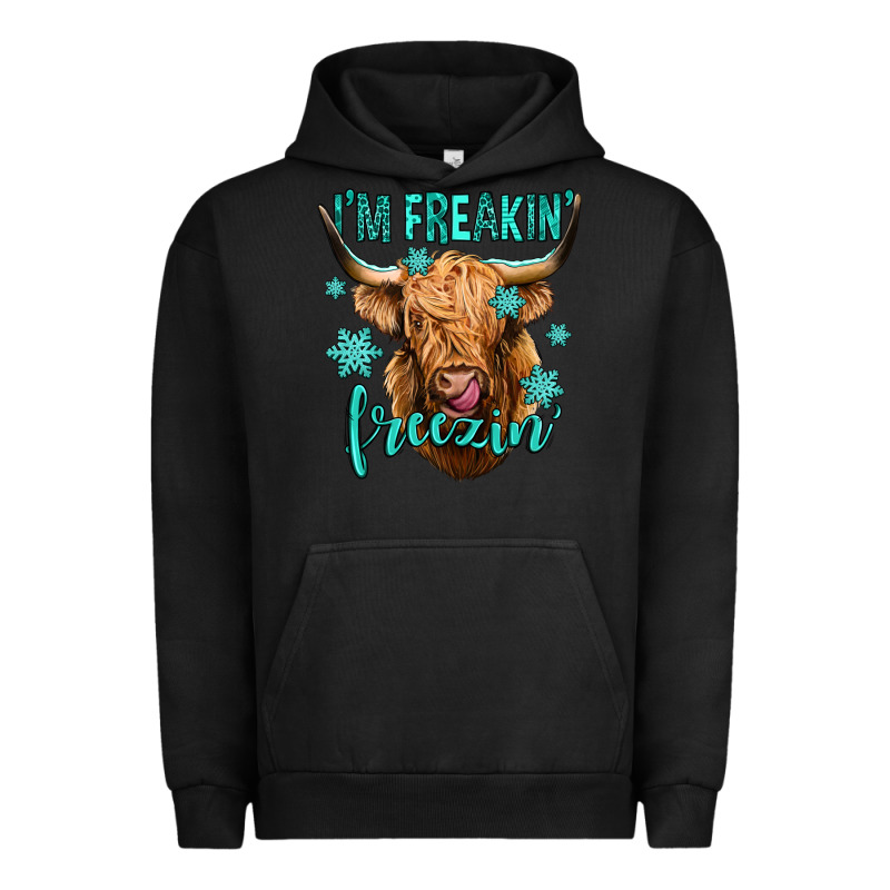 I'm Freakin Freezin Long Haired Cow Urban Hoodie by Jasminsmagicworld | Teevron