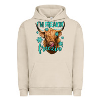 Pigment French Oak i'm freakin freezin long haired cow Urban Hoodie - Jasminsmagicworld