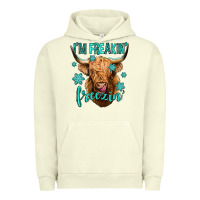 Pigment Pistachio i'm freakin freezin long haired cow Urban Hoodie - Jasminsmagicworld