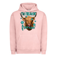 Pigment Salmon i'm freakin freezin long haired cow Urban Hoodie - Jasminsmagicworld