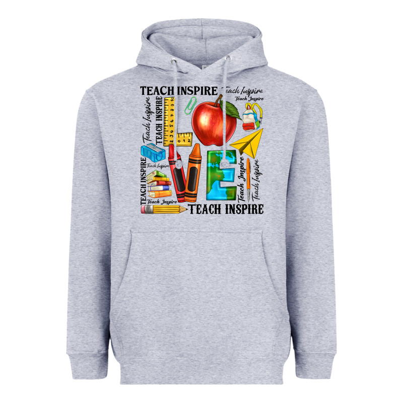 Teach Love Inspire Teacher Heavyweight Hoodie by texasbilliewilder | Teevron