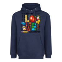 Navy teach love inspire teacher Heavyweight Hoodie - texasbilliewilder