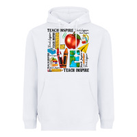 White teach love inspire teacher Heavyweight Hoodie - texasbilliewilder
