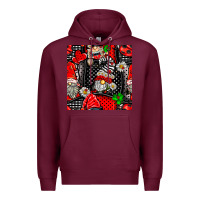 Burgundy ladybug gnomes seamless pattern Premium Hoodie - BundleAndBundleShop
