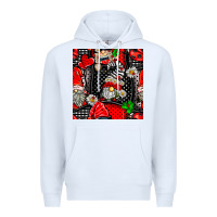 White ladybug gnomes seamless pattern Premium Hoodie - BundleAndBundleShop