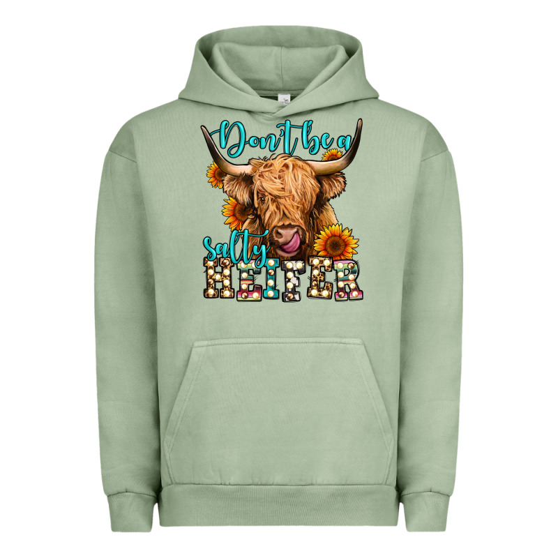 Don't Be A Salty Heifer Long Haired Cow Urban Hoodie by Jasminsmagicworld | Teevron