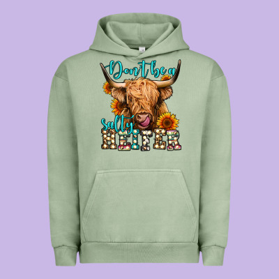 Don't Be A Salty Heifer Long Haired Cow Urban Hoodie Designed By Jasminsmagicworld