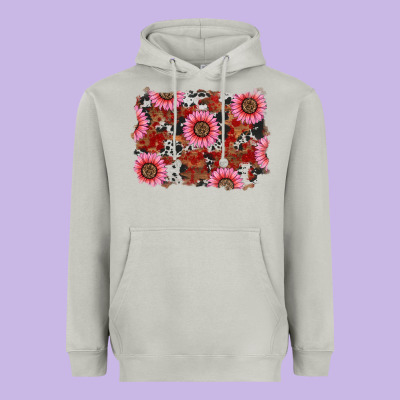 Valentine's Day Sunflowers Leopard Cowhide Background Heavyweight Hoodie Designed By Ranaportraitstore