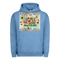 Pigment Pebble Blue god is my refugee and strength Urban Hoodie - NancyCooperArtShop